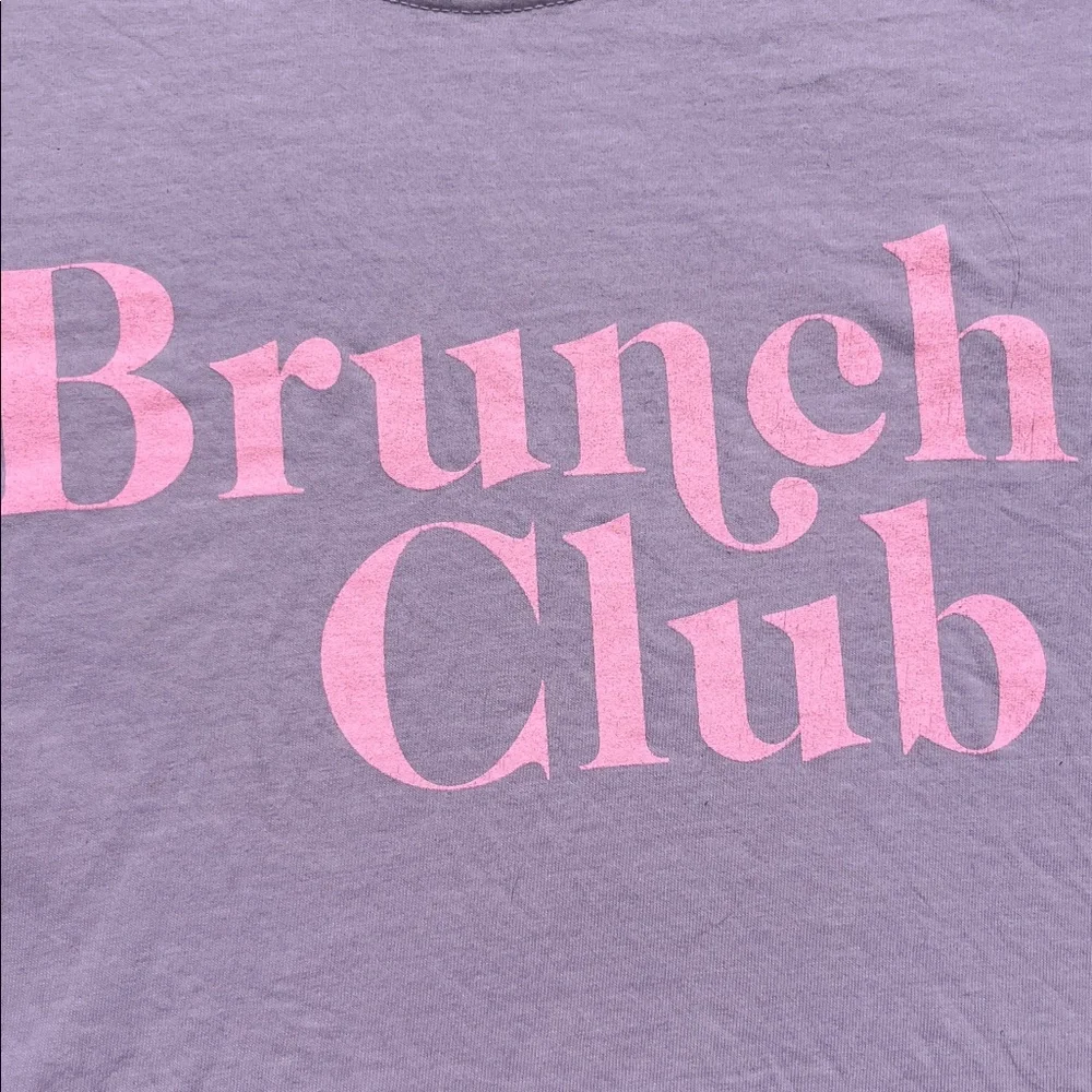 COMFORT COLORS Lilac/Pastel Pink 'Brunch Club' Heavyweight Cotton Cropped Tee Lg
